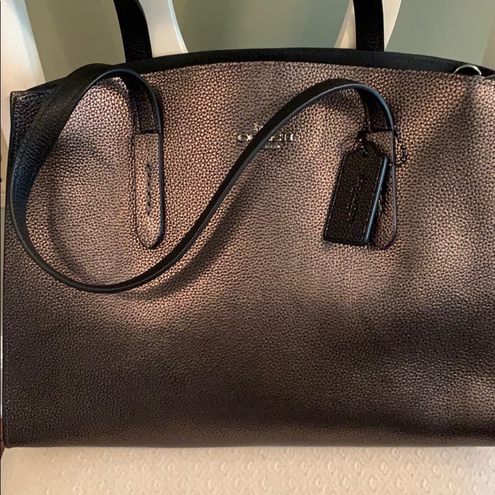 Brand new graphite metallic coach bag